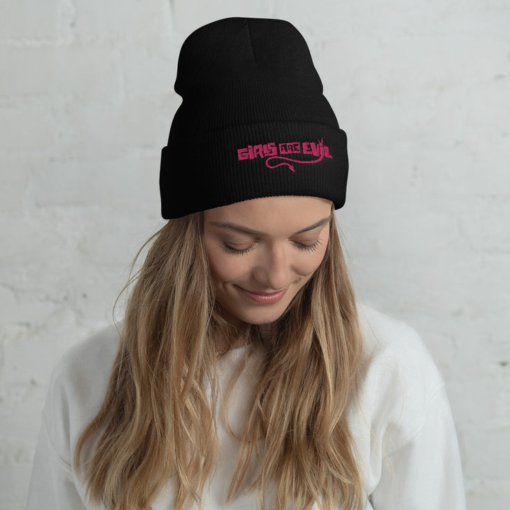 Girls Are Evil Cuffed Beanie